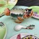 Vintage ceramic service from Vallauris. Fish decor. 1960s.