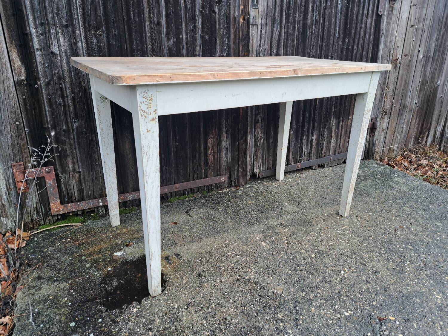 Old wooden bistro table
