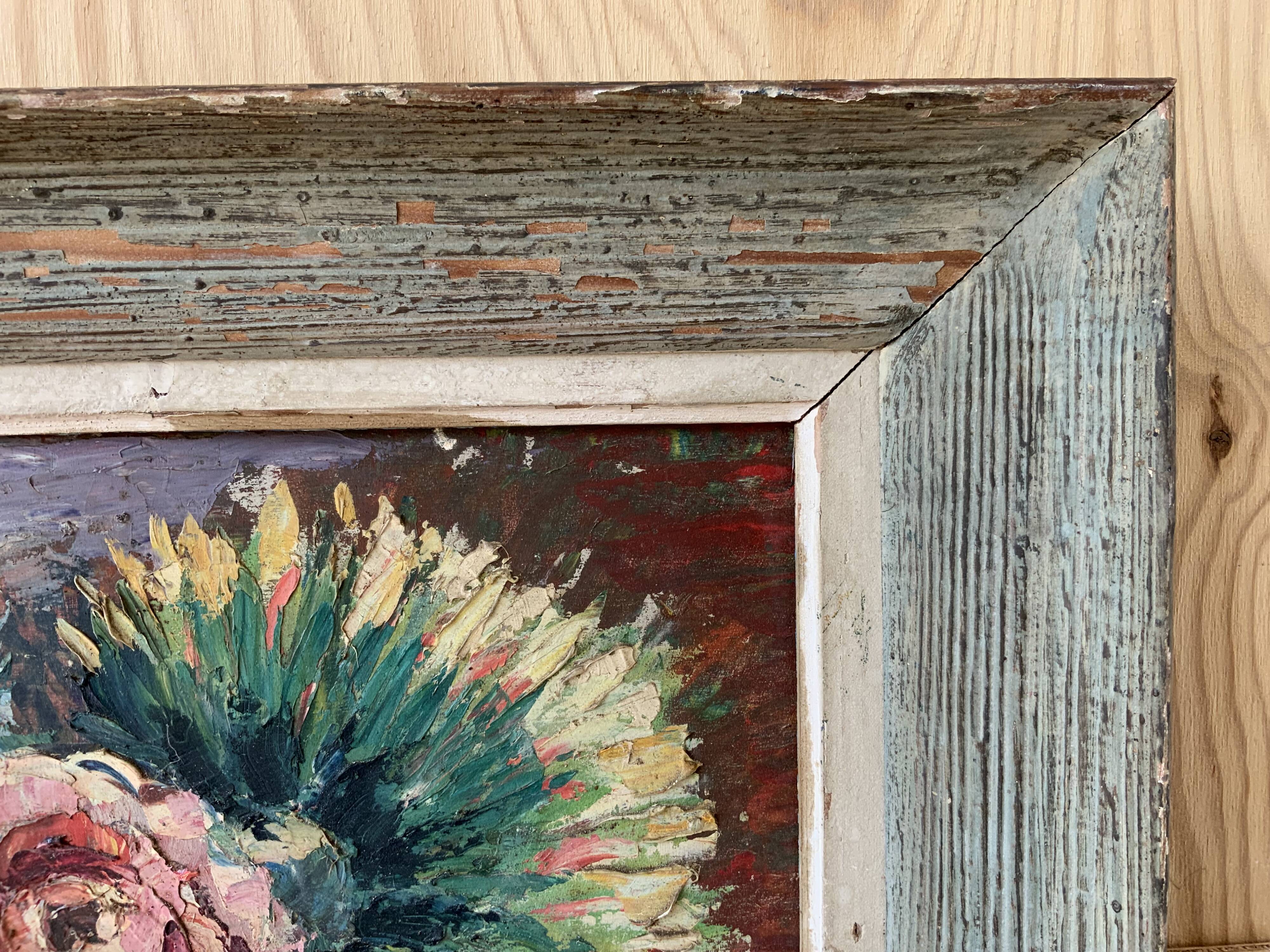 Painting old still life flowers