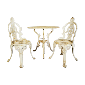 Vintage antique outdoor garden furniture cast metal table & 2 chairs