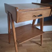 60s compass leg bedside table in light chain.