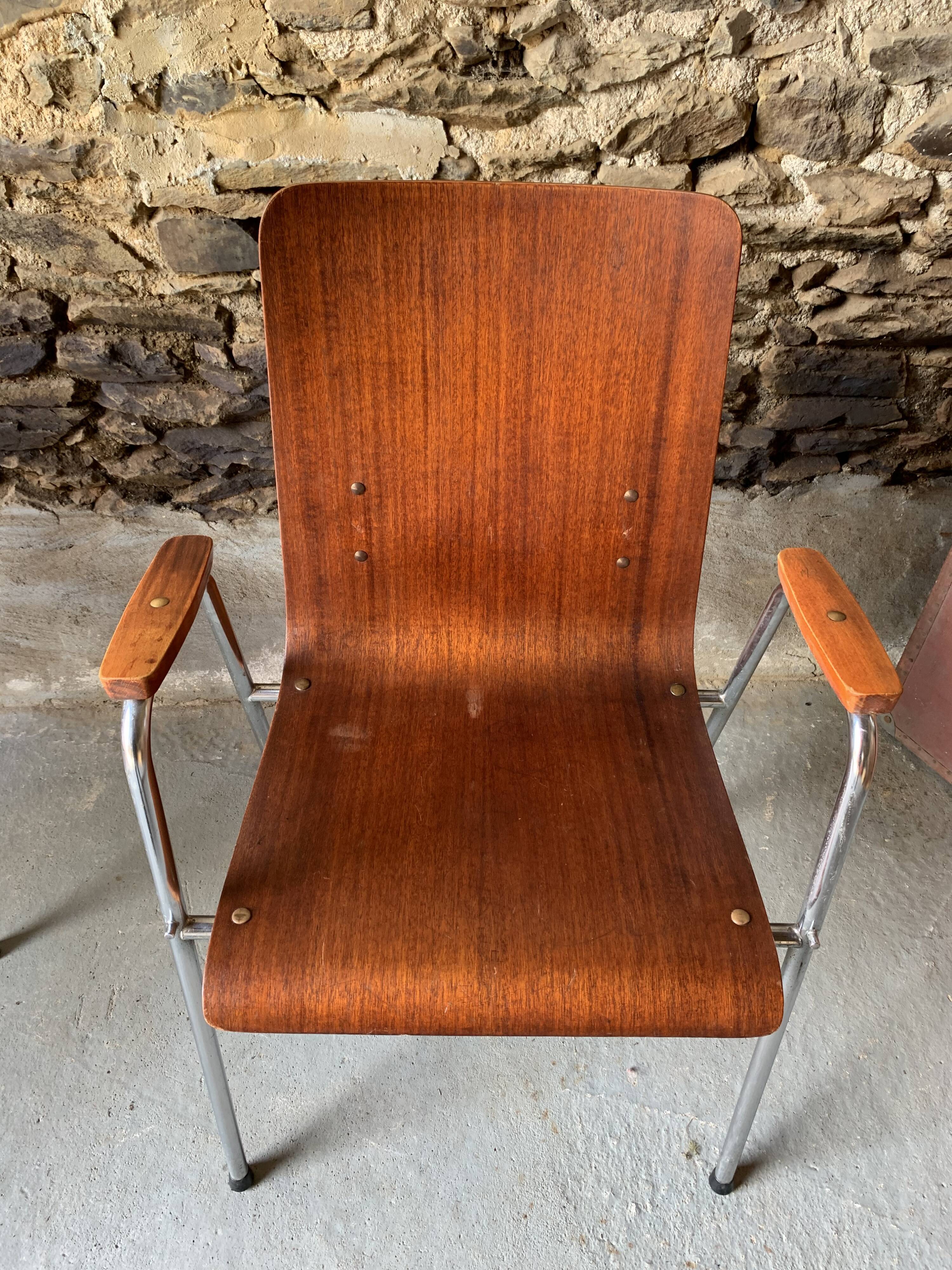 Set of 6 armchairs - Wood & metal -