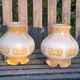 Duo of orange opaline tulip globes for suspension, art deco