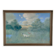 Large vintage original landscape dog oil painting