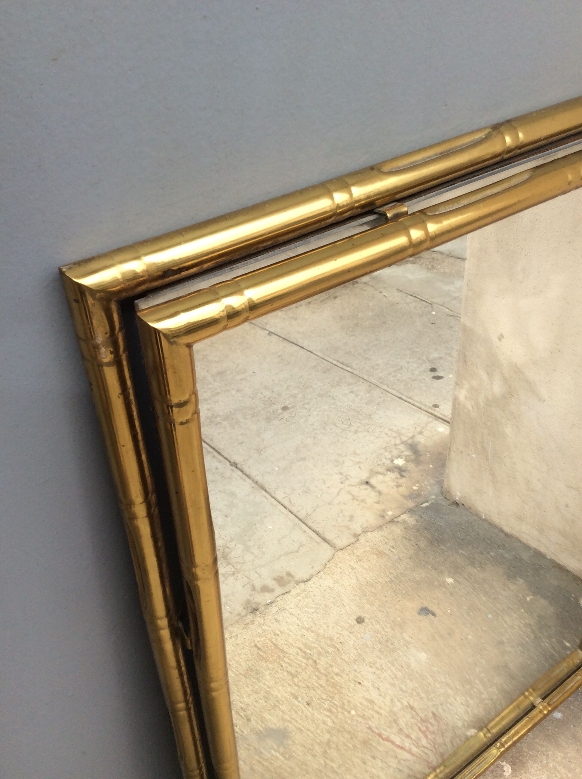 Mirror golden brass Italy 70s 91x66cm