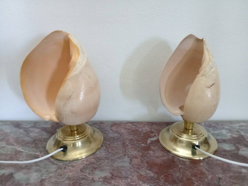 Shell table lamps, 1980s, set of 2