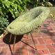 Fauteuil moumoute vintage vert pâle