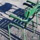 4 stackable garden armchairs wooden slats and metal tubes from the 50s