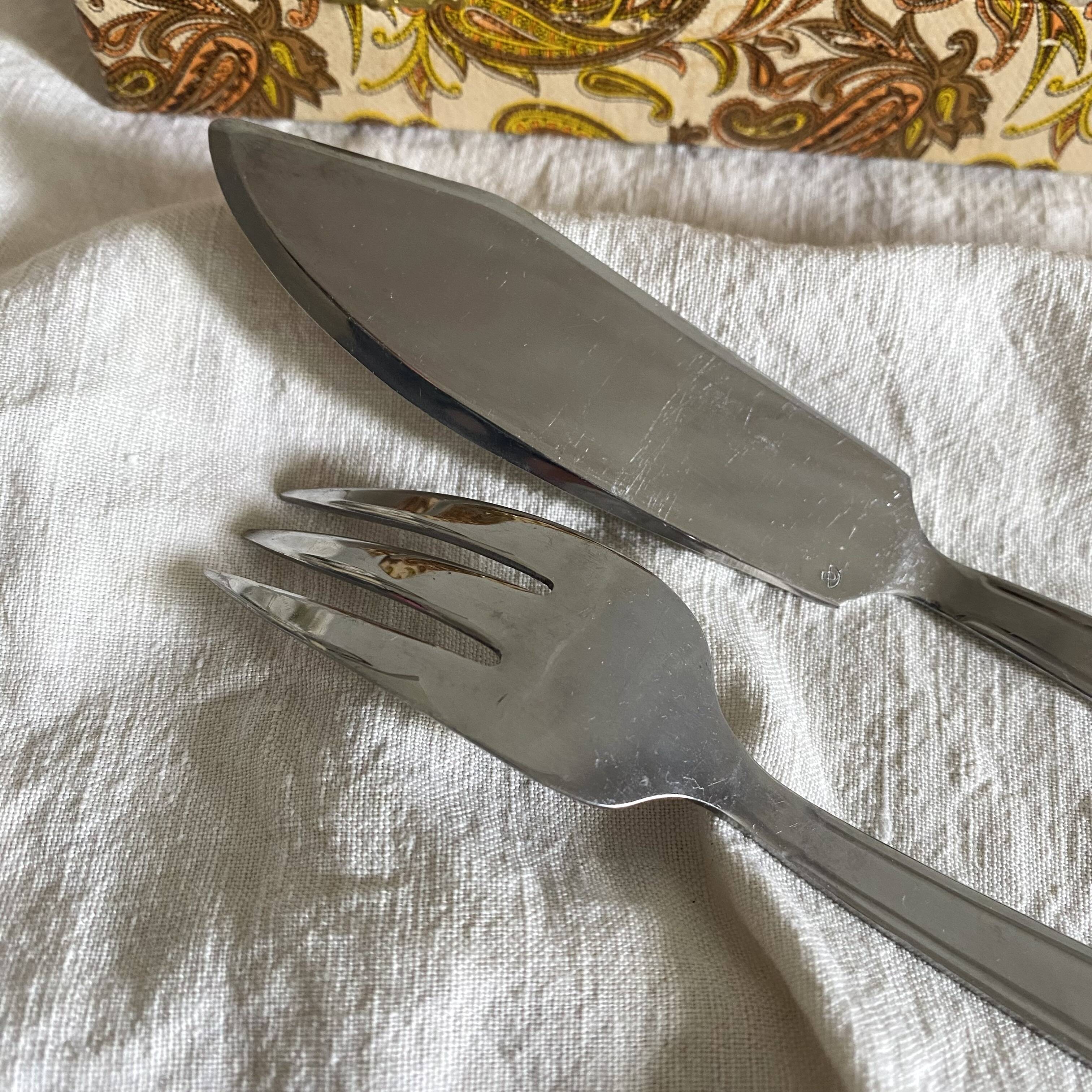 Vintage stainless steel fish cutlery – 12 knives + 12 forks – 1960s