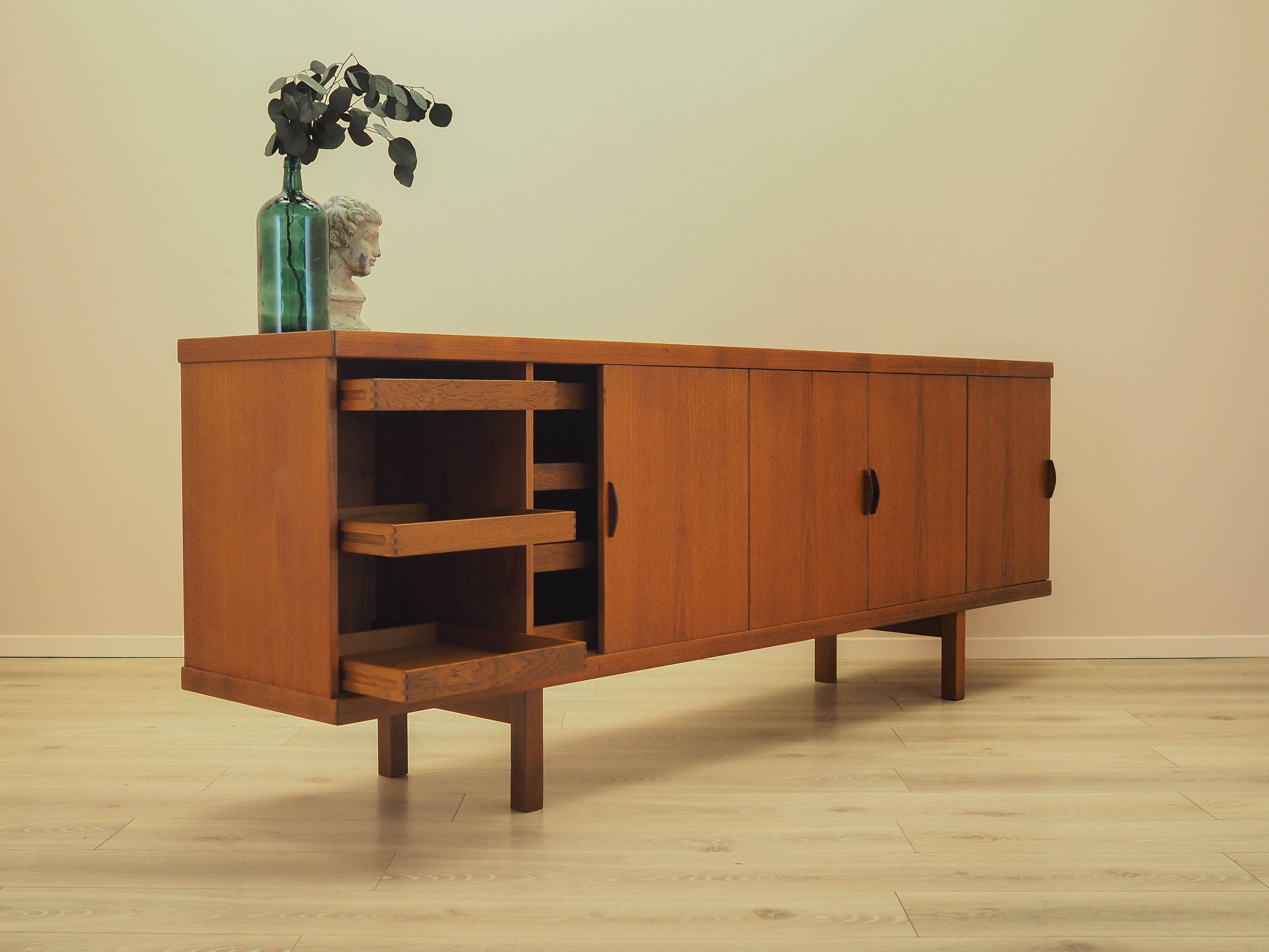 Teak sideboard with sliding doors, Denmark, 1960s