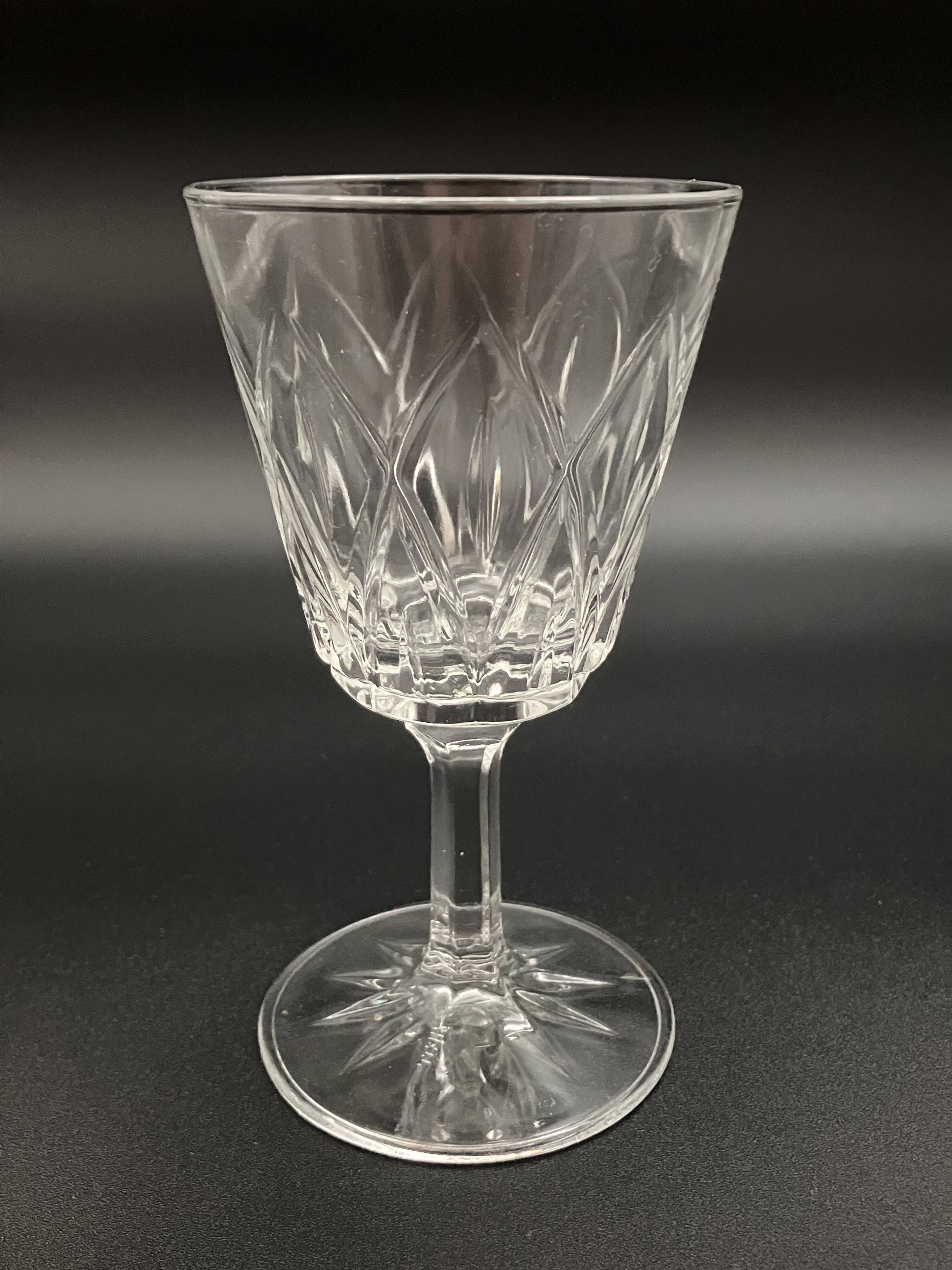 Cut crystal liqueur glasses VMC Reims Harlequin