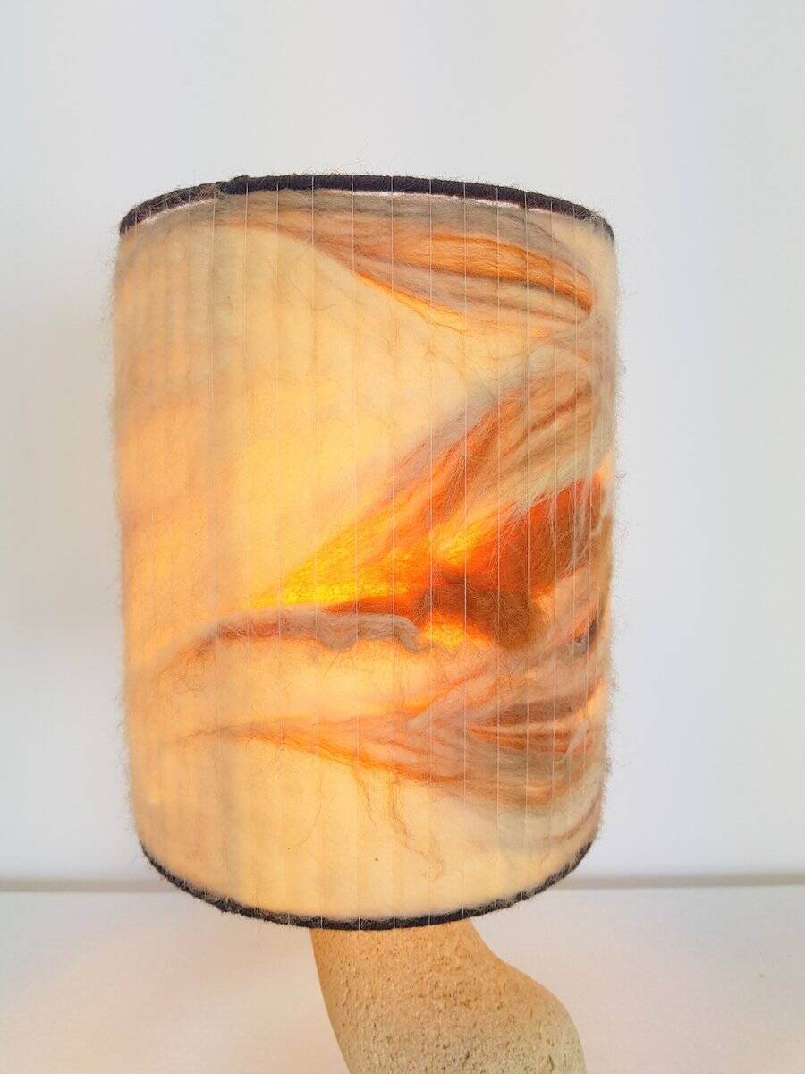 Arts & Crafts Style Brutalist Natural Stone Table Lamp, 1970s