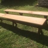 Pair of oak and cherry benches 250x29x45