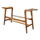 ULUV Mid-century wooden plant stand with glass shelf, Czechoslovakia, 1960s