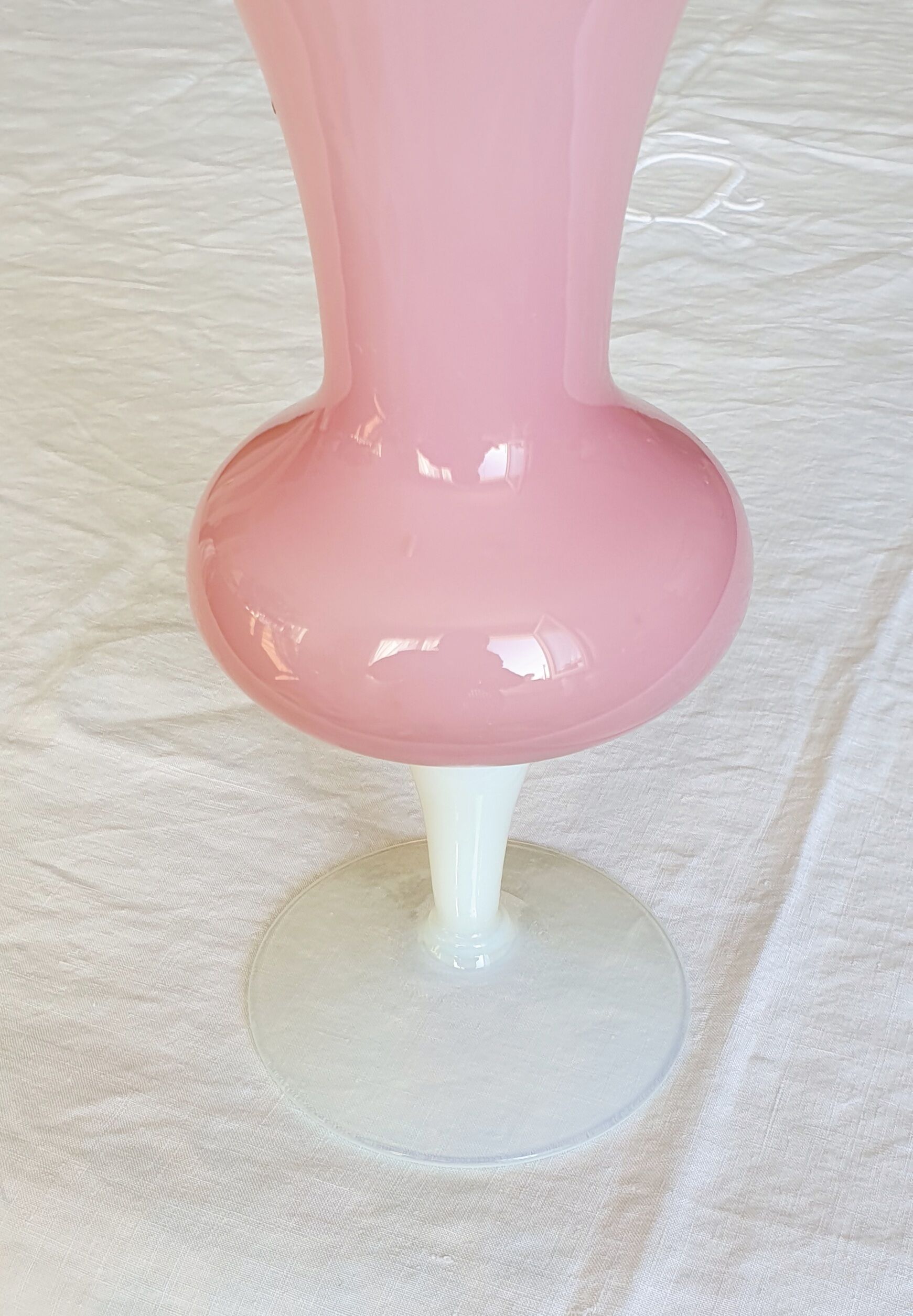 Large opaline vase on foot