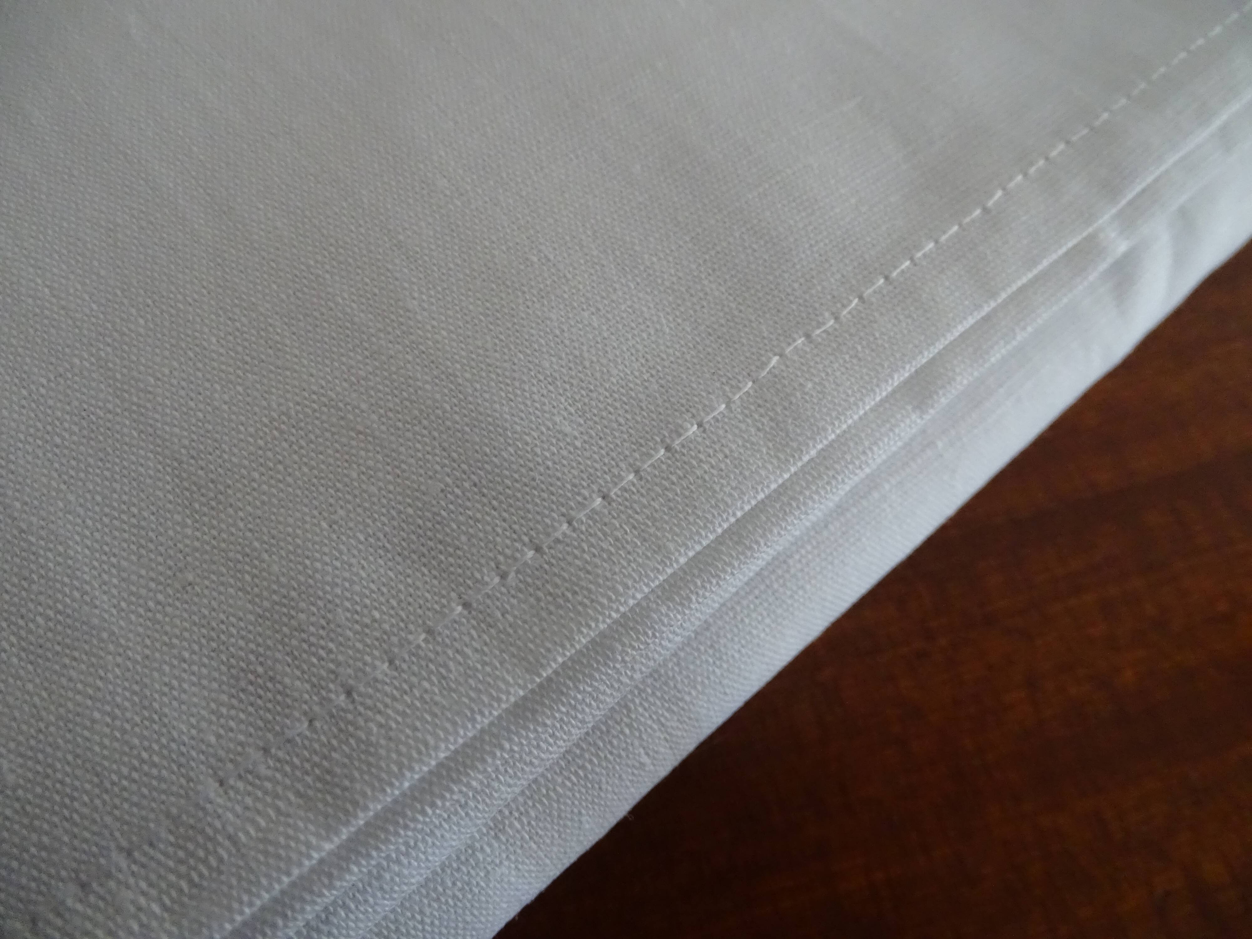 Drap plat métis lin coton "fleur bleue" 310 x 220