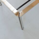 Chrome and travertine coffee table, Artelano France, 1980s.