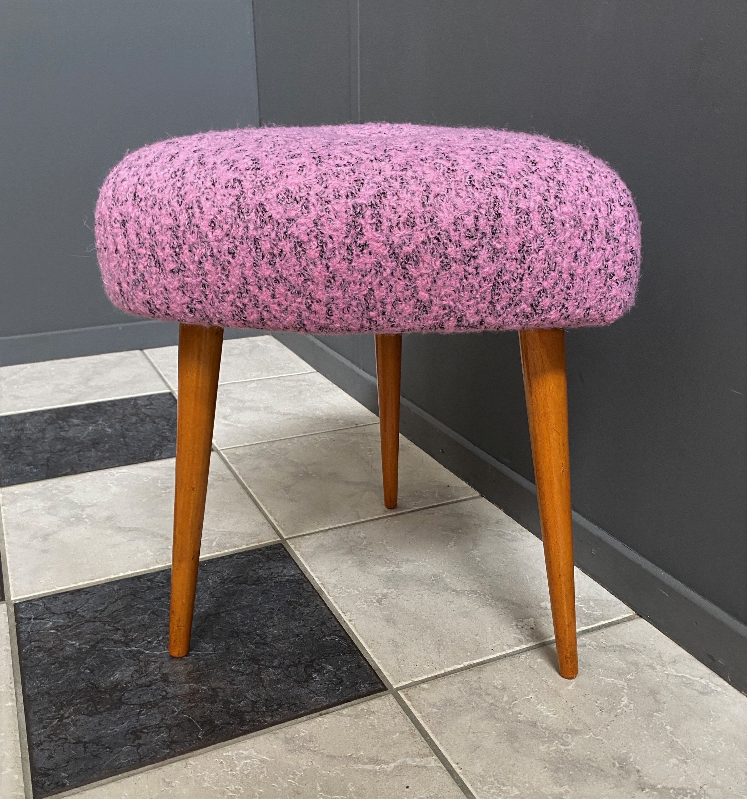 Pink foot stool triangle shape 1960s