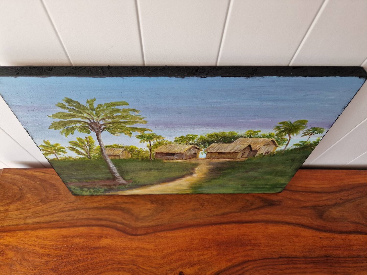 Vintage exotic painting in colonial style