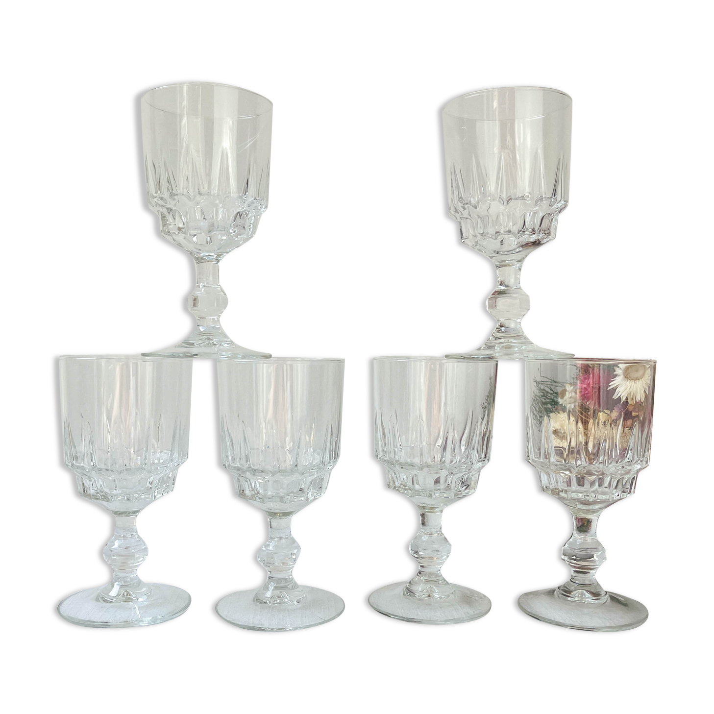 6 verres à vin rouge luminarc modèle lance, 1970 made in france
