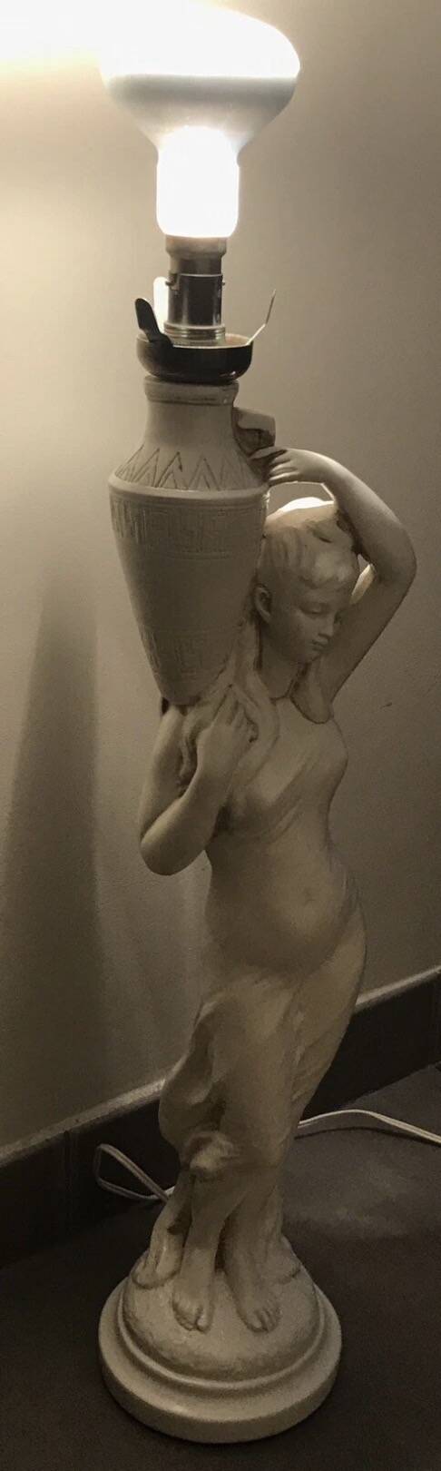 Glazed Ceramic Lamp Base for Women, signed