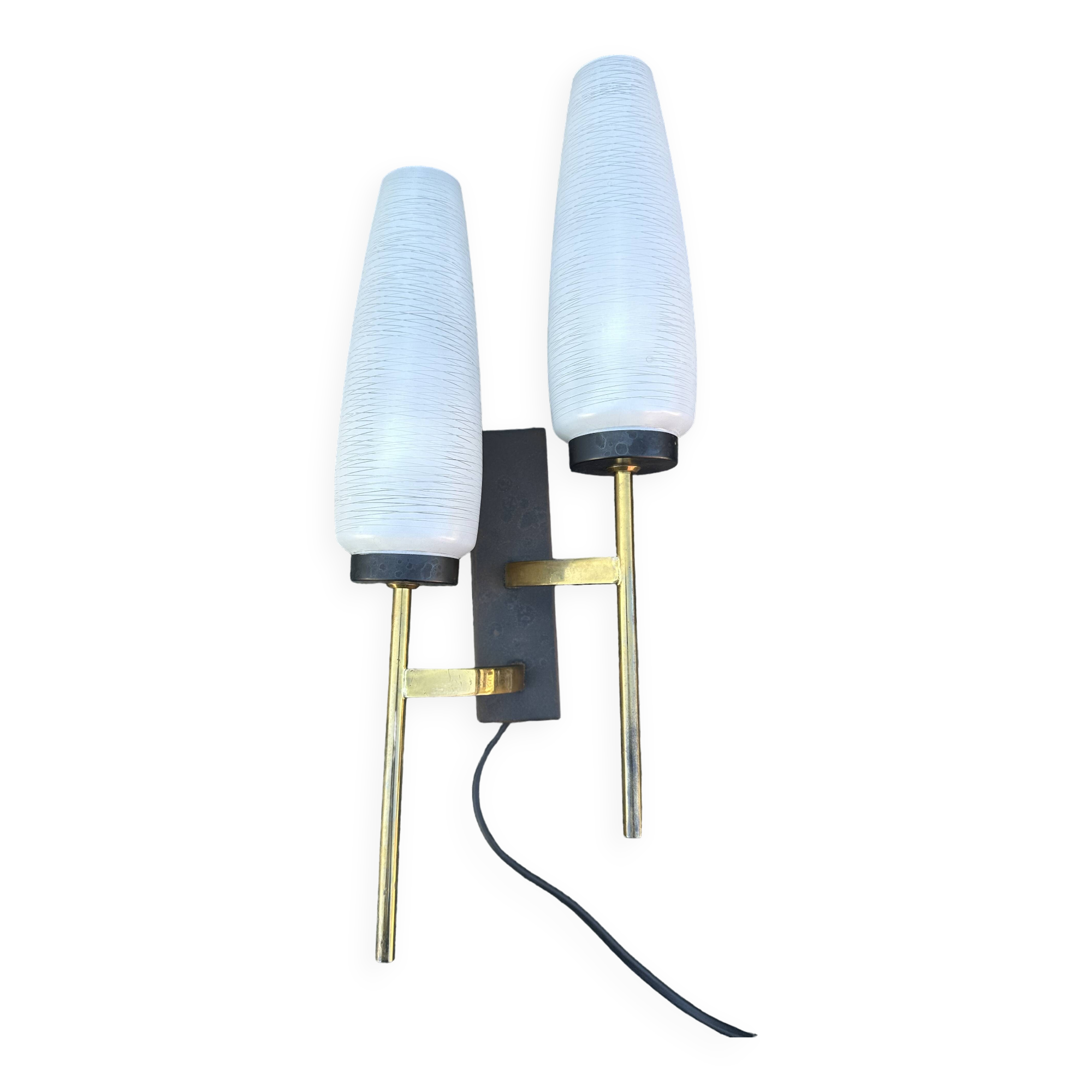Lunel double wall light in brass and metal, vintage 1950s