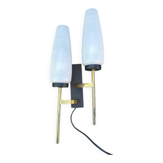 Applique double Lunel en laiton et métal vintage 1950