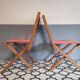Vintage wooden folding chairs and basque fabric