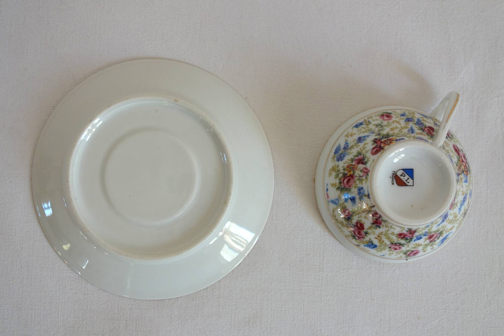 6 old Limoges porcelain tea cups PF France