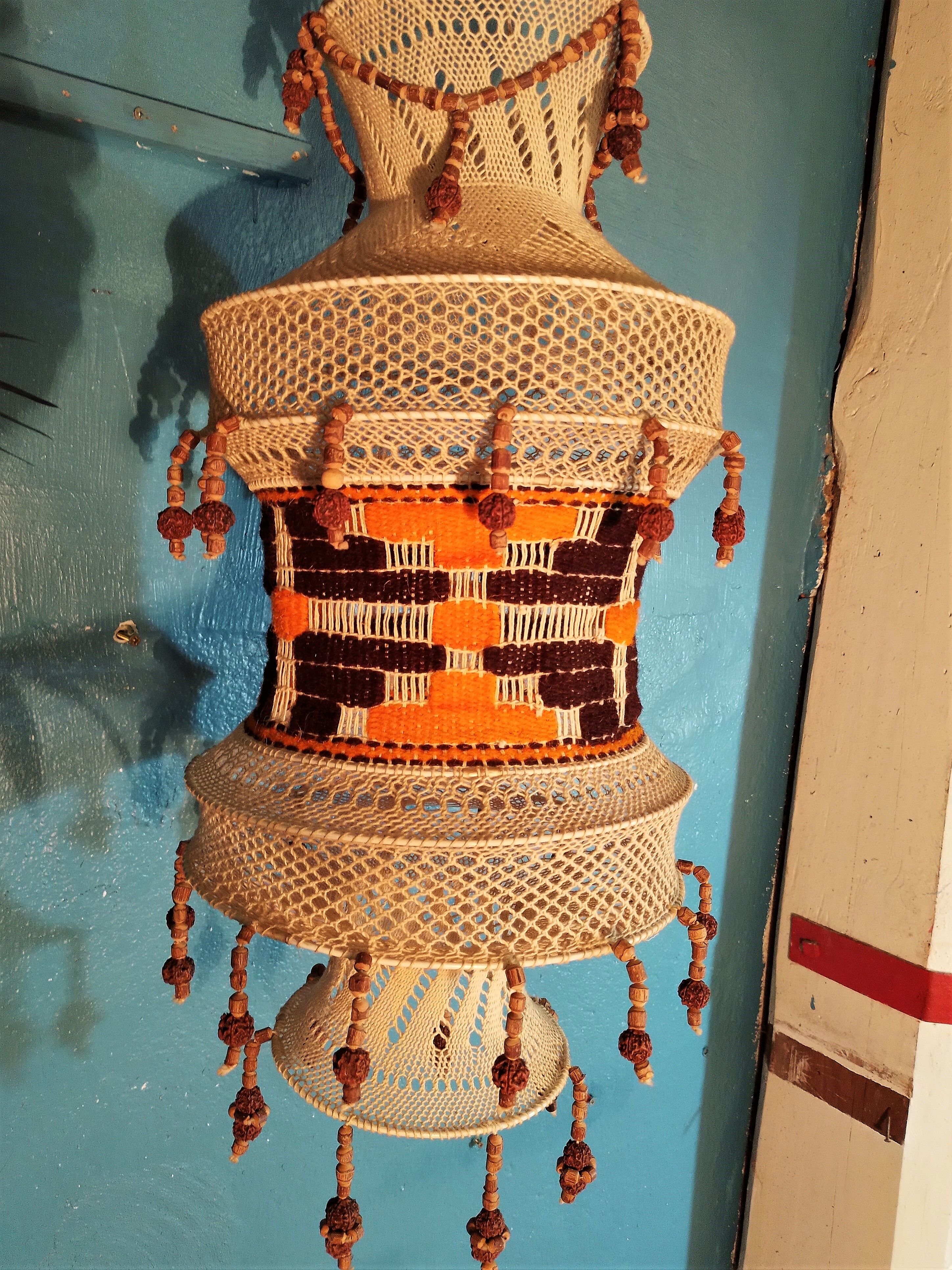 Scandinavian pendant lamp macramé, 1960s