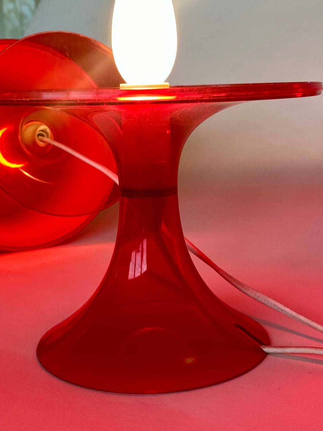 3 Lampes de table vintage ikea lampan rouge / bordeaux.