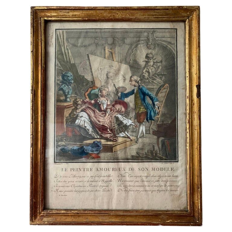 Chevallier, Le peintre amoureux de son modèle, gravure, XXème siècle