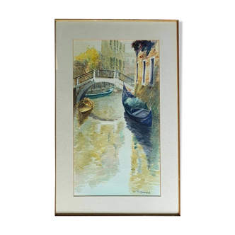 Old canal painting in Venice signed G Bonazzon
