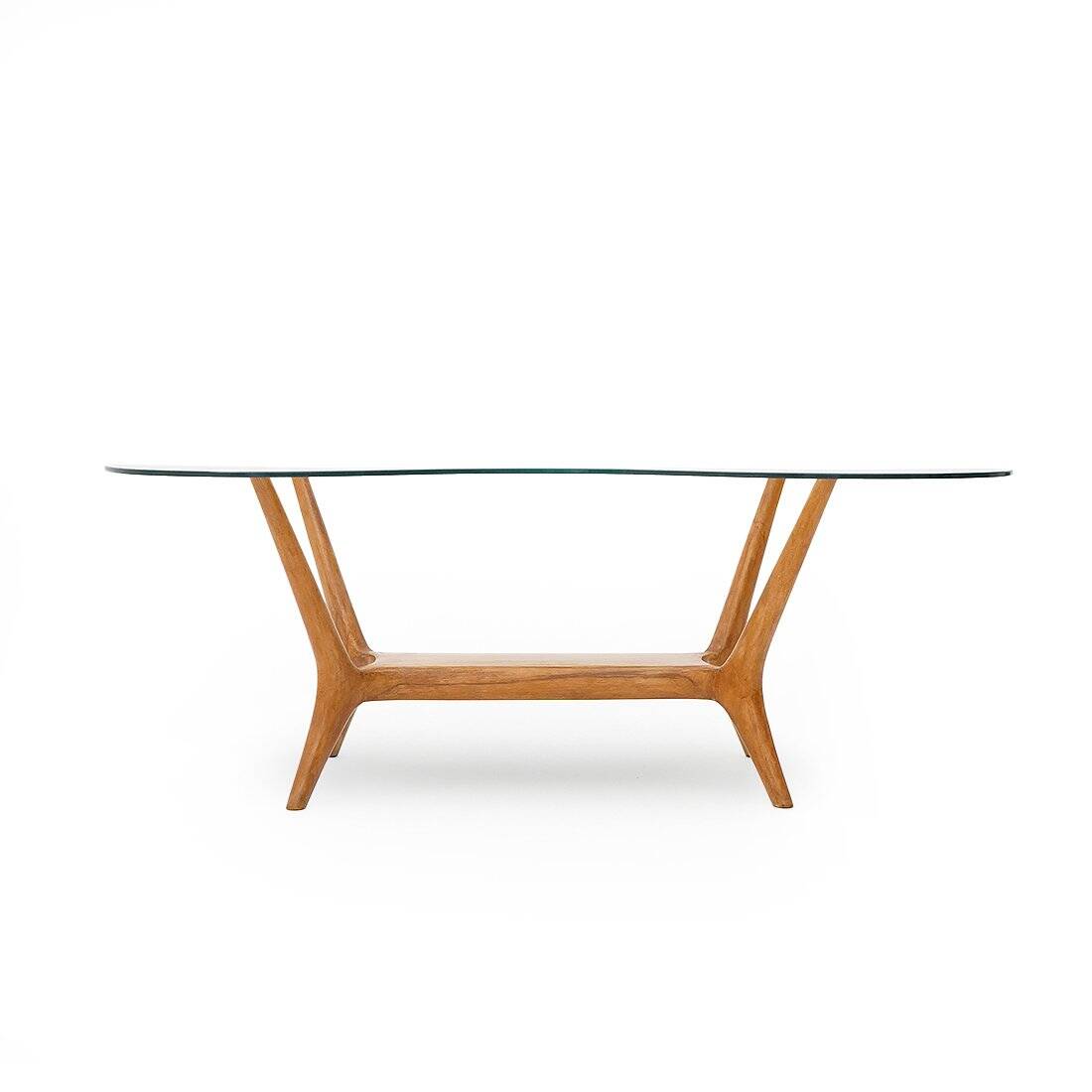 Italian coffee table in wood and glass, 1950s