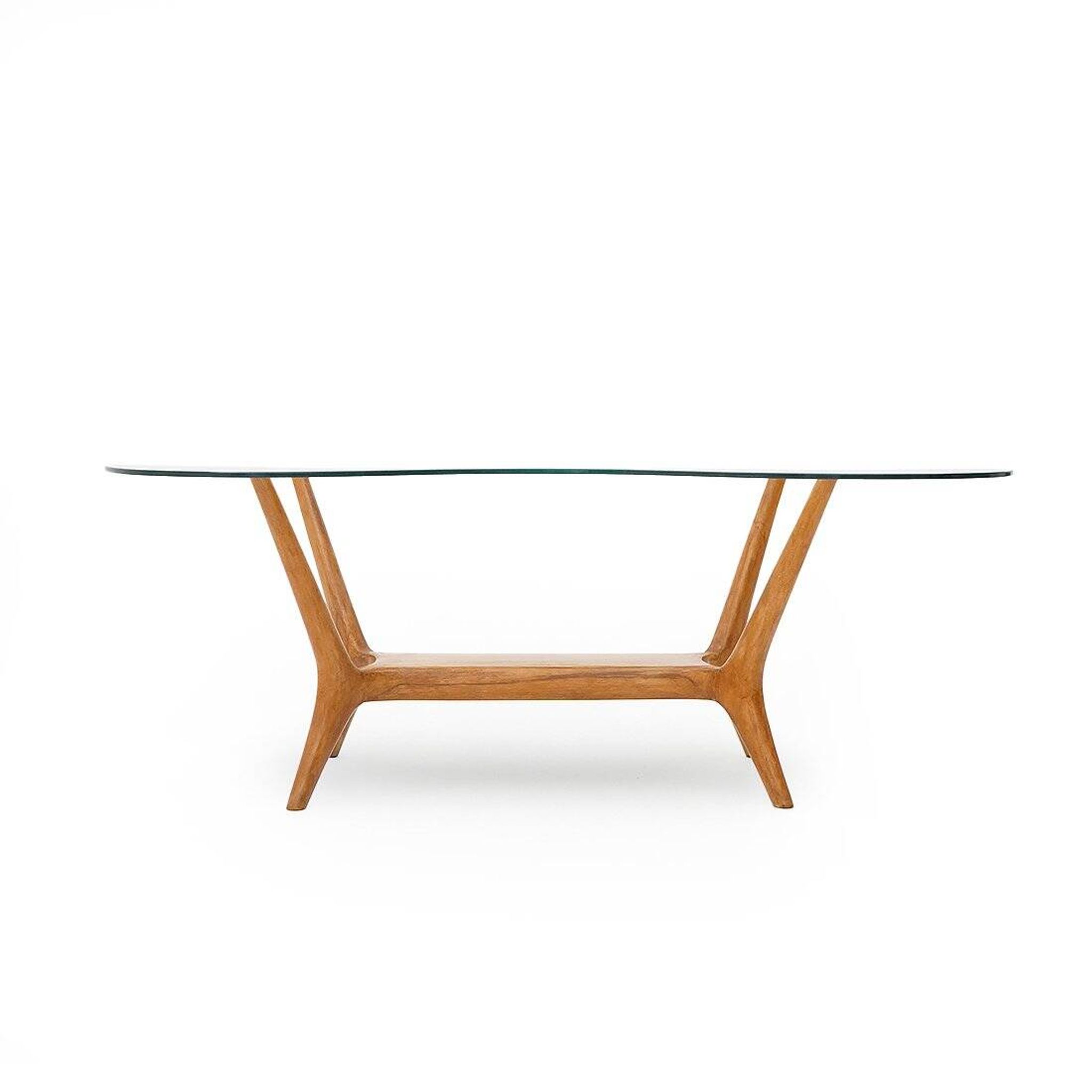 Italian coffee table in wood and glass, 1950s