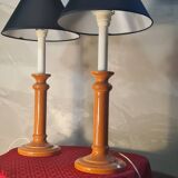 Pair of "Albret Rodez" lamps in dark salmon ceramic 53x25 vintage