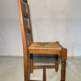 Set of 6 solid wood chairs with straw seat - Rustic style