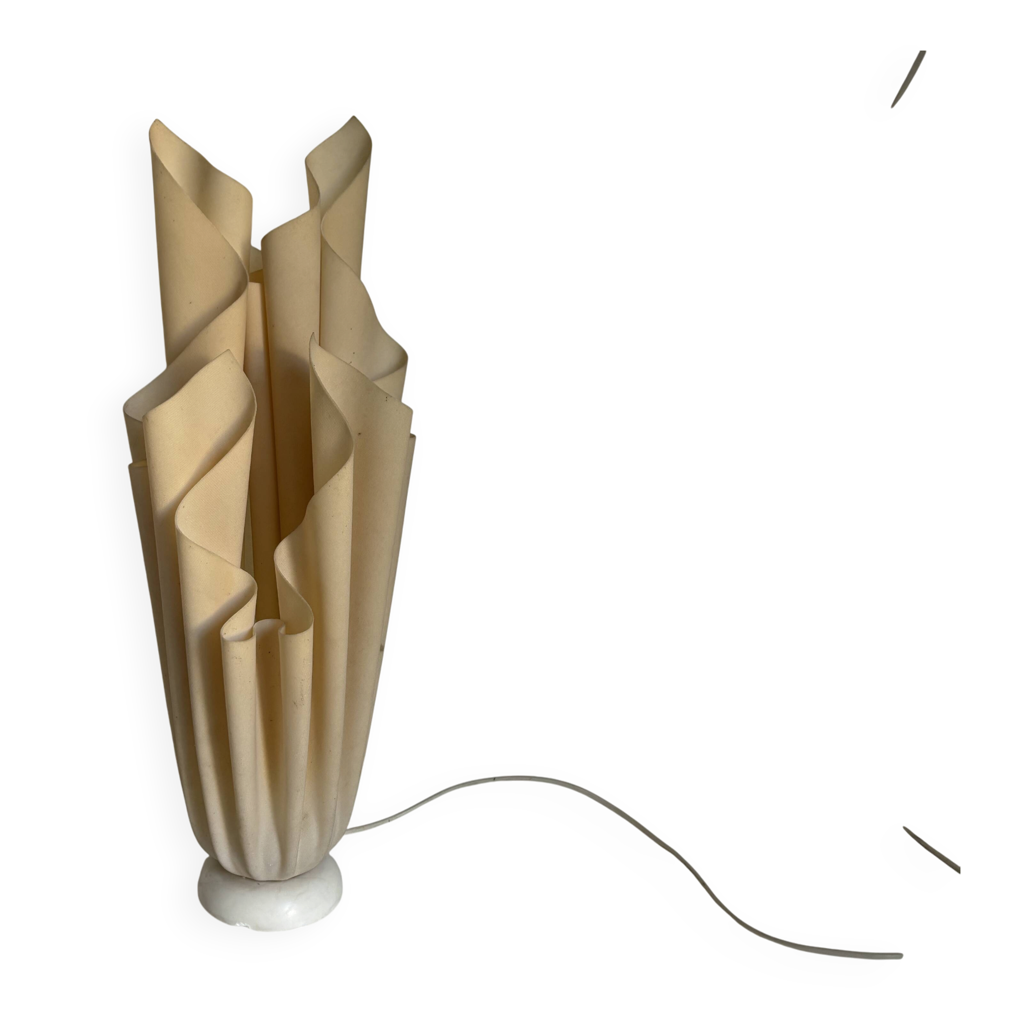 Lampe  vintage 1970 Athéna Georgia Jacob drapée bisque - 56 cm