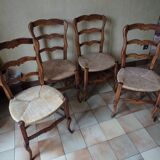 Louis XV style oak round table with 4 chairs