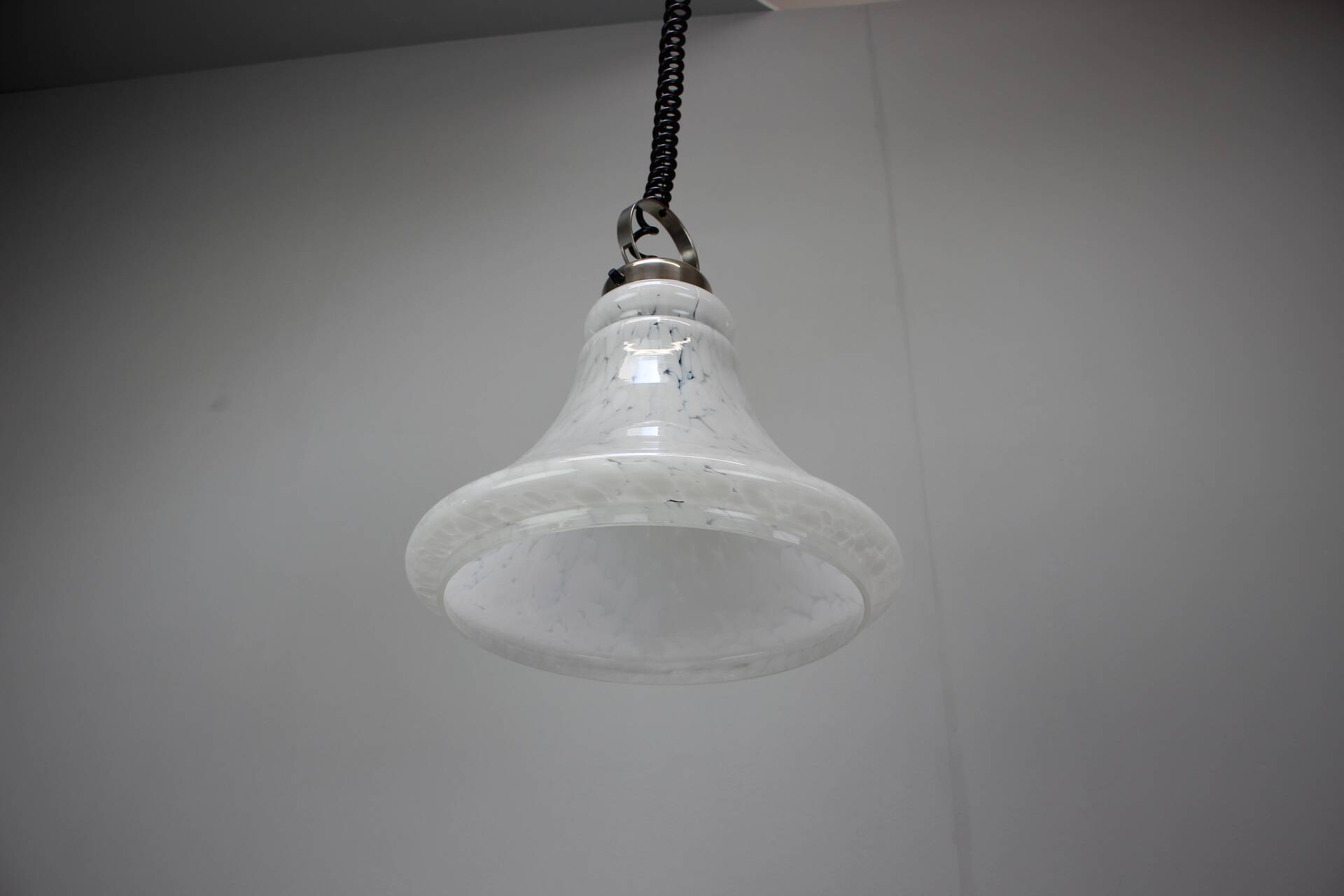 1970s Czechoslovak Mid-Century Glass Pendant Lamp with Marbled Shade