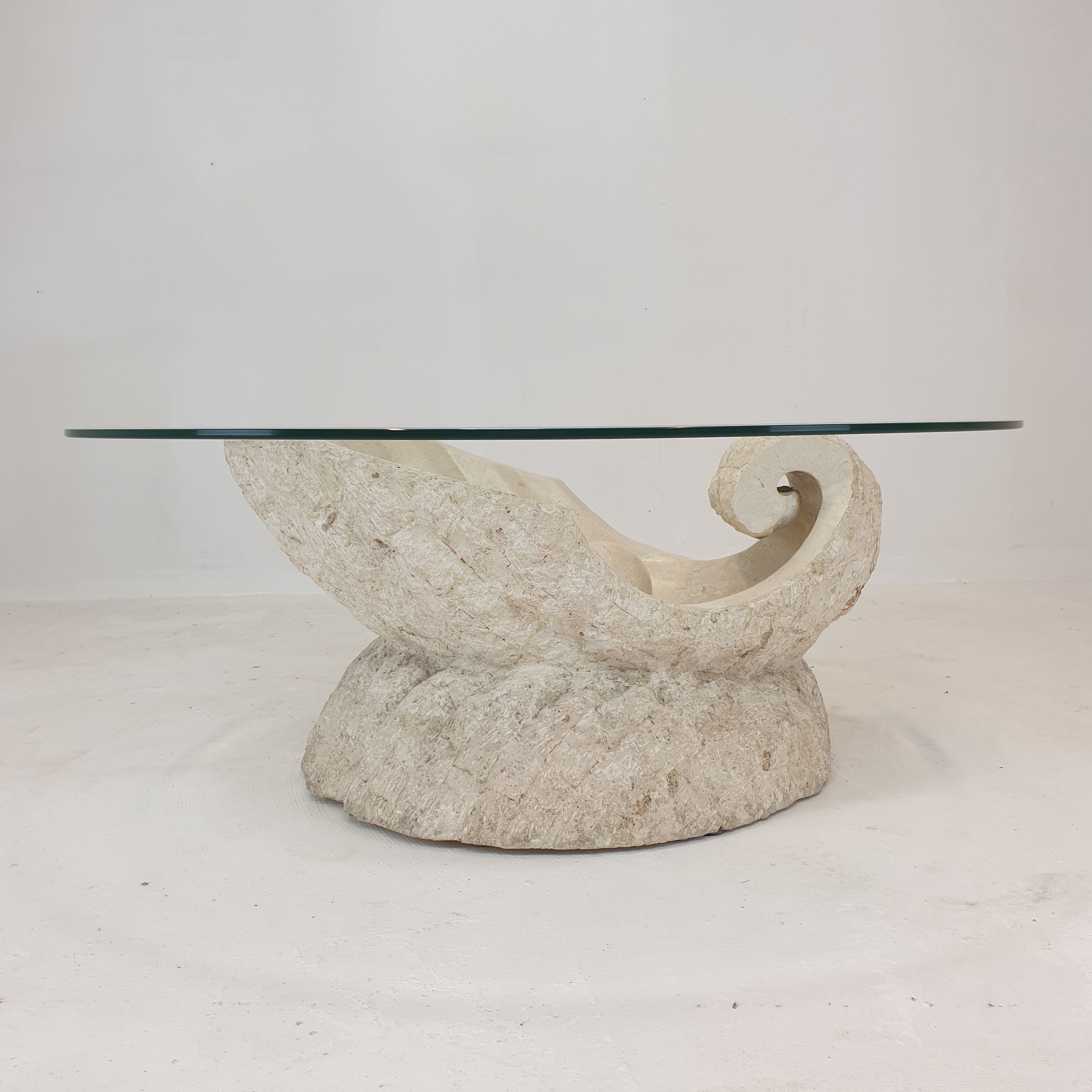 Magnussen ponte mactan stone shell coffee table, 1980s