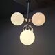 1930s Czech Art Deco Blue Opaline Glass and Chrome Four-Light Chandelier