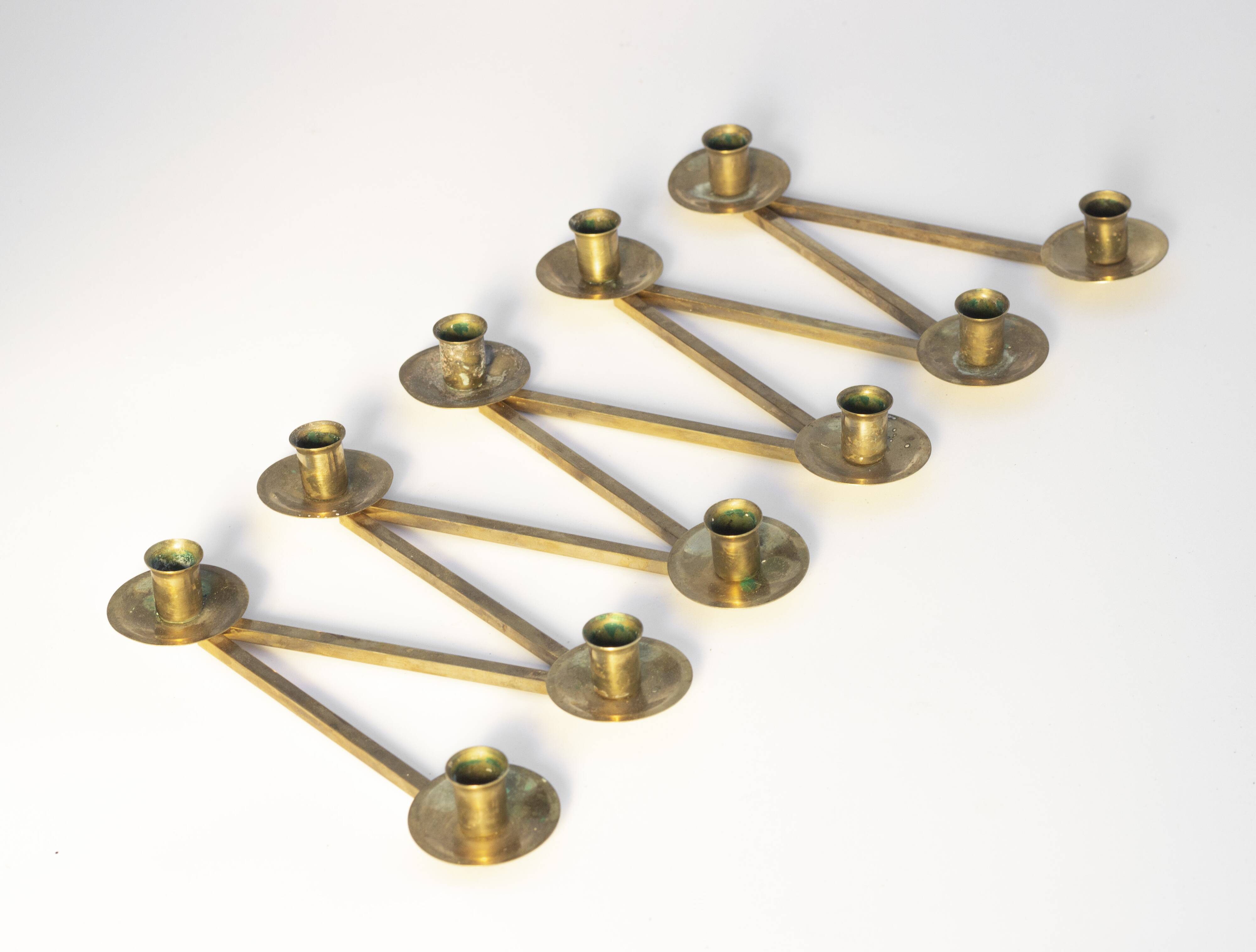 Articulated candlestick Margareta in brass by Lars Holmström – Arvika, Sweden