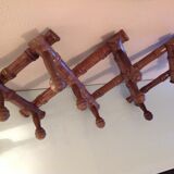 Ten-headed wooden accordion coat rack / vintage 60s-70s