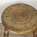 Vintage French Handmade Wooden Milk Stool with 3 Spindle Legs and Bullseye Seat 5311