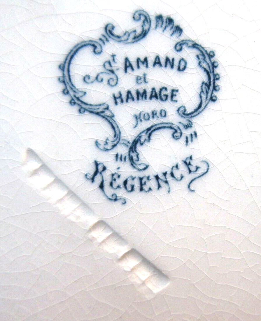 6 dessert plates terre de fer saint amand, regency model, in blue