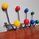 Vintage wall coat rack with 8 hooks in metal and wood (4 available), 1960s
