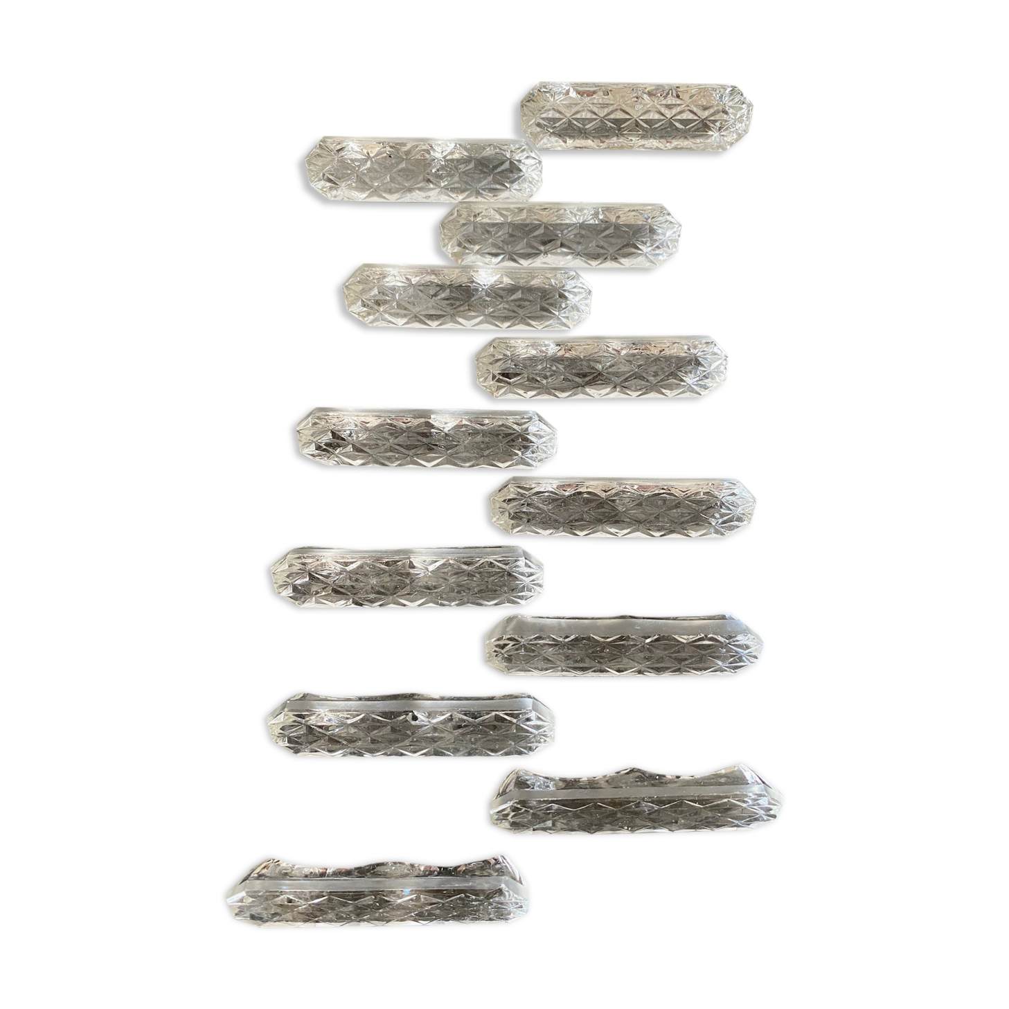 Set of 12 knife holders in cut crystal