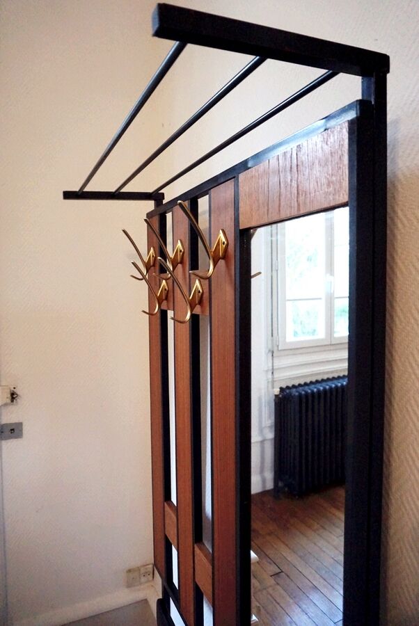 Coat rack with mirror and chest vintage