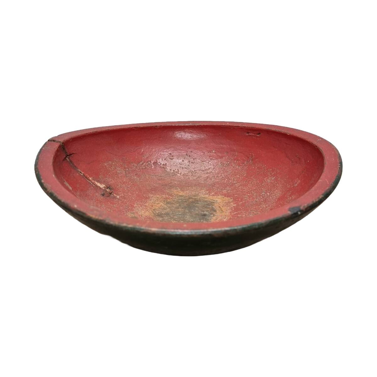 Antique Japanese Wooden Urushi Dough Bowl, from around 1900